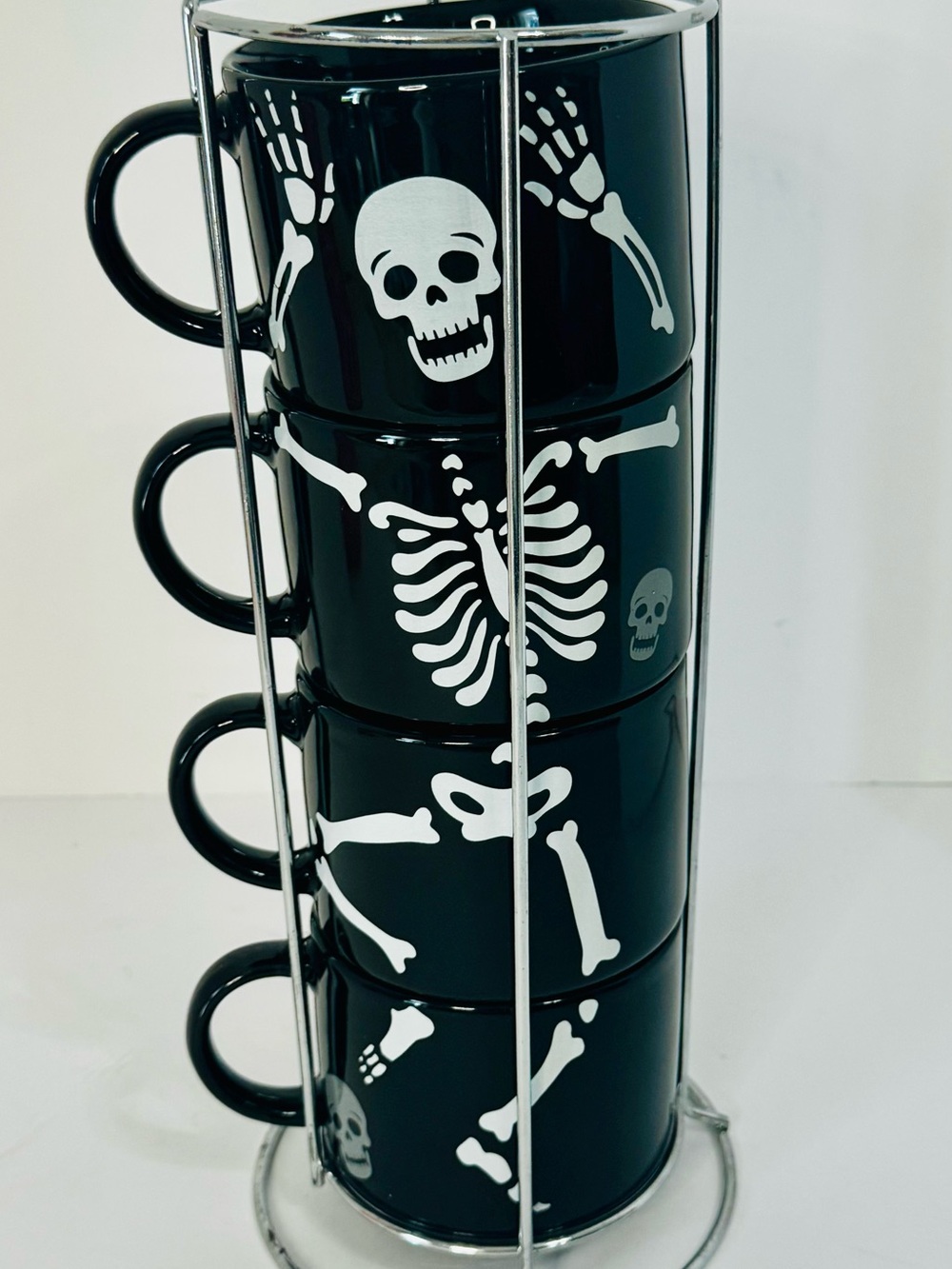 Source Unknown Black Skull & Skeleton Stackable Mug Set